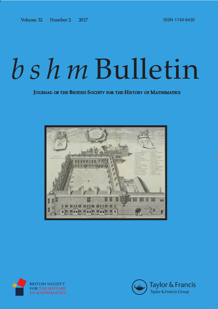 Image of cover of BSHM Bulletin vol 32 issue 2 Image of cover of BSHM Bulletin vol 32 issue 2