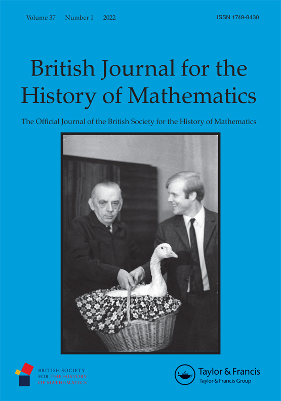 Cover of the British Journal for the History of Mathematics Volume 37 Number 1